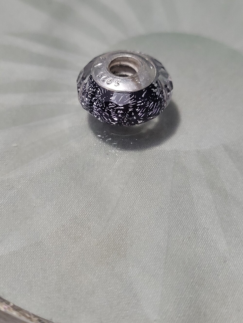 Pandora Sterling Silver Purple Speckled Murano Glass Charm Bead